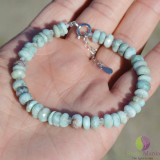 Bratara larimar discuri 7-8mm si argint 925, Stonemania Bijou