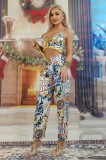 L830RR-100 Set 2 piese lenjerie tip pijama din top tip sutien si pantaloni lungi, L, M, XL