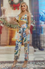 L830RR-100 Set 2 piese lenjerie tip pijama din top tip sutien si pantaloni lungi
