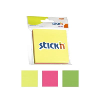 Notes Autoadeziv 76 X 76 Mm, 3 X 50 File/set, Stick&amp;quot;n - 3 Culori Fosforescente foto