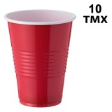 Set 10 Pahare din Plastic de Unica Folosinta Rosu Alb 270ml, CMCLASS