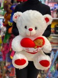 Urs de plus alb cu inima 50cm