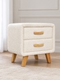 Noptiera ML-NS-2 Tapitata Stofa Teddy Nuanta Crem Alb