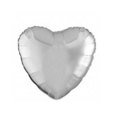 Balon Folie Metalizat Inima Argintie - 45 cm