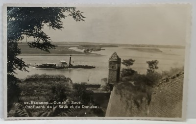 BEOGRAD , CONFLUENT DE LA SAVE ET DU DANUBE , FOTOGRAFIE FORMAT CARTE POSTALA , 1935 foto