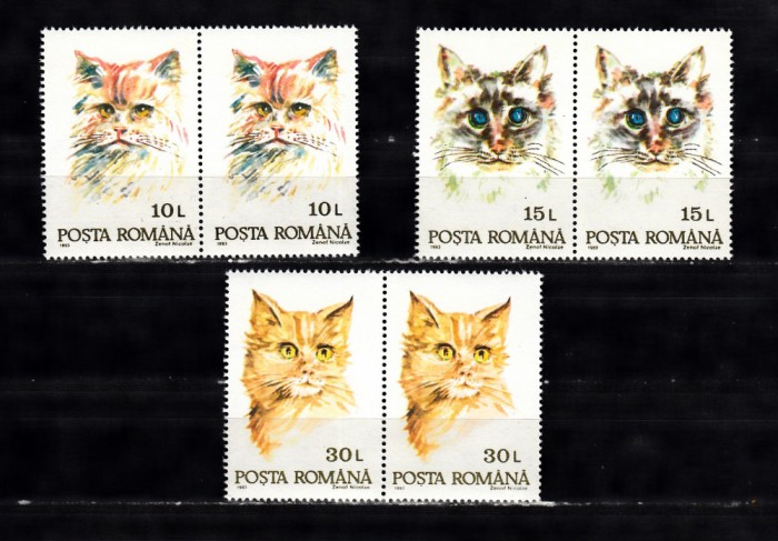 A11 TX9 15 - 1993 - Pisici - perechi de doua timbre