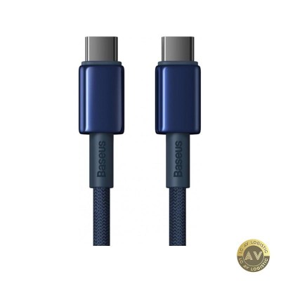 Cablu Date si Incarcare USB-C - USB-C Baseus Tungsten Gold 100W 1m Bleumarin P10319800321-03 foto
