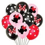 Set 20 Baloane Latex Minnie Mouse, 30cm, Imprimeu Color, Ropet, Aniversare, Petrecere Copii