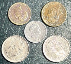 ROMANIA LOT(5)CINCI MONEDE REGELE MIHAI (1943,1944,1946,1947,1947)/ 100 + 100 +2000+10000+ 5 LEI