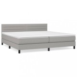 Cumpara ieftin Pat box spring cu saltea, gri deschis, 200x200 cm, textil
