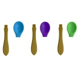 Cumpara ieftin Set 3 Lingurite Bambus Bebe cu Silicon Edman: Albastru, Verde, Mov, Varf Rotunjit, Diversificare Usoara, BPA Free