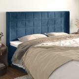 VidaXL Tăblie pat cu urechi albastru &icirc;nchis 183x16x118/128 cm catifea