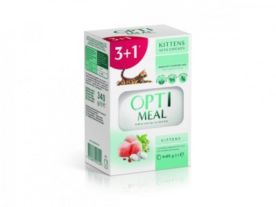 Optimeal Hrana umeda pisoi (kitten), set 3+1, 4 0,085kg foto