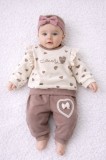 Set 2 piese bluzita cu pantalonasi cu inimioare (Marime Disponibila: 9-12 luni)