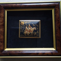 Tablou arta damaschina Toledo lucrat în aur : Don Quijote și Sancho Panza