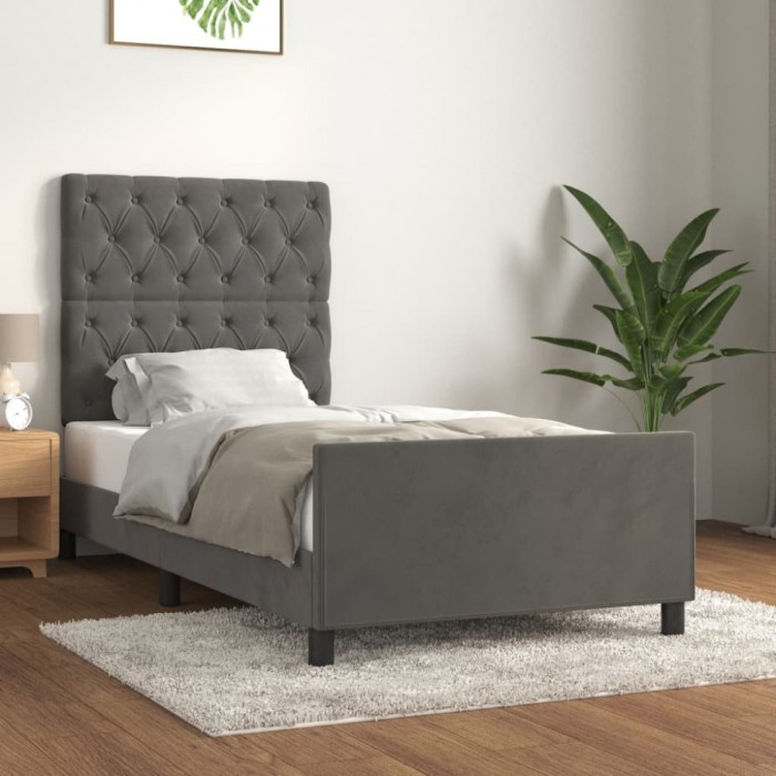 vidaXL Cadru de pat fără saltea, gri &icirc;nchis, 80x200 cm, catifea