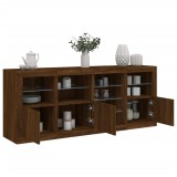 VidaXL Servantă cu lumini LED, stejar maro, 164x37x67 cm