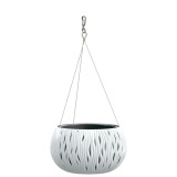 Cumpara ieftin Ghiveci Decorativ Alb cu Lant Prosperplast Sandy Bowl, 29x19.5cm, Rotund, Plastic, Gradina, Interior/Exterior
