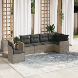 Set mobilier grădină cu perne, 6 piese, gri, poliratan