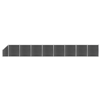 Set de panouri de gard, negru, 1484x(105-186) cm, WPC GartenMobel Dekor foto