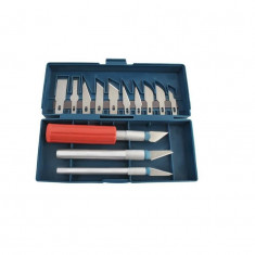 Set cutit/cutter de precizie, tip bisturiu, 16 buc, cu trusa