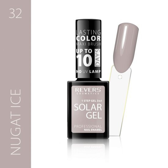 Lac de unghii Solar Gel, Revers, 12 ml, nude, nr 32, nugat ice