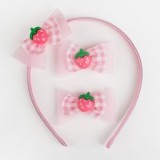 Set Accesorii Păr pentru Copii cu Bentită și Clame, Căpșuni, Roz, CMCLASS