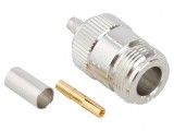 Conector N mufă mamă 50&Omega; crimpat pe cablu PTFE aurit