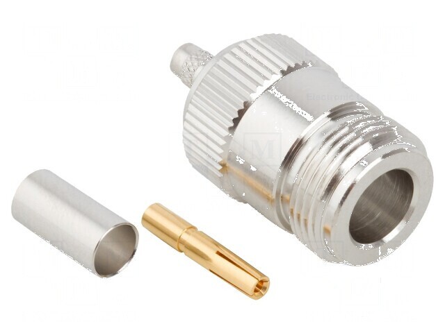Conector N mufă mamă 50&Omega; crimpat pe cablu PTFE aurit