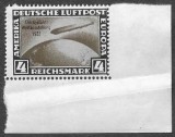 Timbru Germania Al Treilea Reich 1933 Zborul Zeppelin Chicagofahrt 4 Reichsmark Cu Colț de Coliță Neștampilat - A007