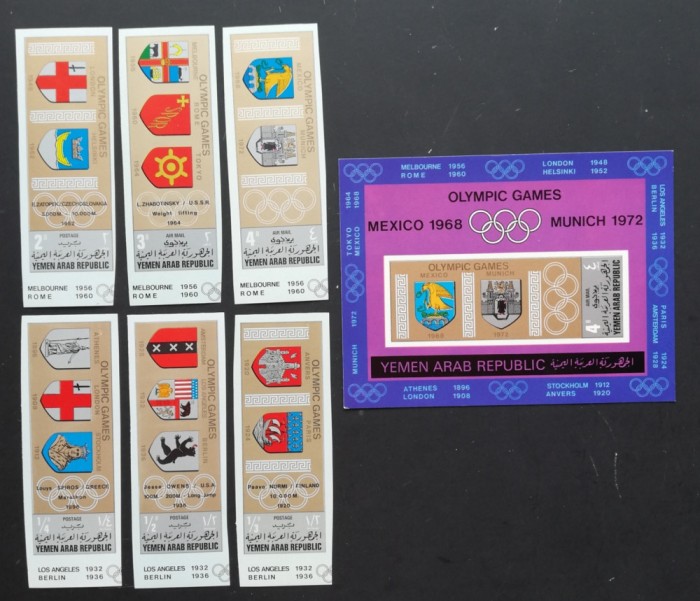 YEMEN A.R. -Din ISTORIA Jocurilor Olimpice- 1S.+1 S/Sh ,neobli-nedan.- YAR 028C