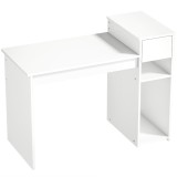 HOMCOM Birou pentru Studiu și Scris cu Sertar și Rafturi, 108 cm, Alb | Aosom Romania