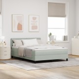 vidaXL Pat box spring cu saltea, gri deschis, 140x200 cm, catifea
