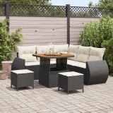 Cumpara ieftin Set de canapele pentru gradina 8 buc. 7-Locuri Negru si Crem