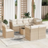 vidaXL Set canapele de grădină, 9 piese, cu perne, bej, poliratan