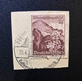 Germania / Deutsches Reich (Ostmark / Austria) 1941 Fragment Comemorativ (15+10 Rpf Purpuriu-Maro) Ștampilat Oberw&ouml;lz Luftkurort 20.4.41 - CKL2