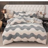 Cumpara ieftin Lenjerie Cocolino 4 Piese Pentru Pat Dublu cu Elastic- JOJ812 Valuri Gri
