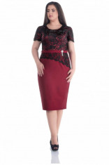 Rochie eleganta de ocazie cu dantela Adania marsala negru foto