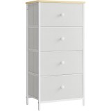 SONGMICS Comoda cu 4 sertare din material textil, cadru metalic, 45x30x91 cm, alb Household NewTrend