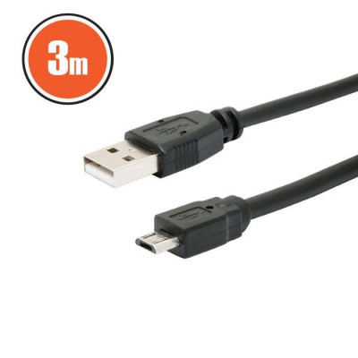 Cablu USB A 2.0 tata - tata B micro USB 3m negru Delight 20327 foto