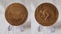Camera de comert si industrie - Resita, Caras-Severin, placheta - medalie superba, bronz, 7 cm diametru