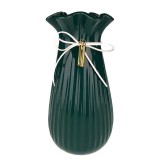 Cumpara ieftin Vaza Ceramica Verde Decorativa 24cm Vintage cu Ciucuri Model Elegant | Vaza Podea pentru Decor Casa