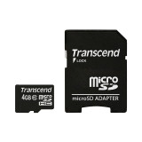 Card microSD cu adaptor Transcend, 4 GB, clasa 10