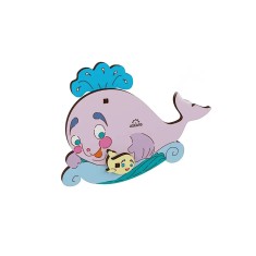 Puzzle 3D de colorat Balena, 8 piese, lemn