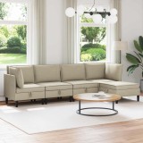 vidaXL Set de mobilier pentru living 5 pcs Nisipiu Țesătură 3413791