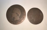 Lot 2 Monede Istorice Franța &ndash; Napoleon III (1850-1856)Bronz, Patină Autentică
