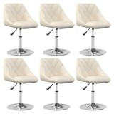 Cumpara ieftin Scaune de sufragerie pivotante 6 buc, crem, catifea