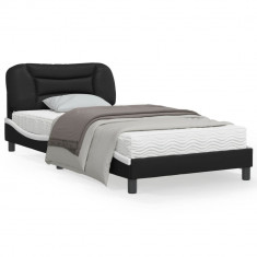 Cadru de pat cu tablie negru si alb 100x200cm piele artificiala foto