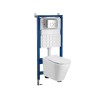 Set Rezervor WC Suspendat Roya Ride 82CHR, Duoflush 6-9L, HDPE, Albastru/Crom, 500x120x1140 mm, Montaj pe Perete