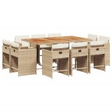 Cumpara ieftin Set mobilier de gradina cu perne, 11 piese, bej, poliratan